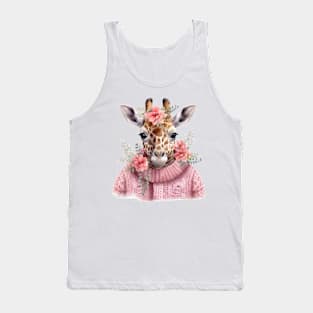 Pink Christmas Giraffe Tank Top